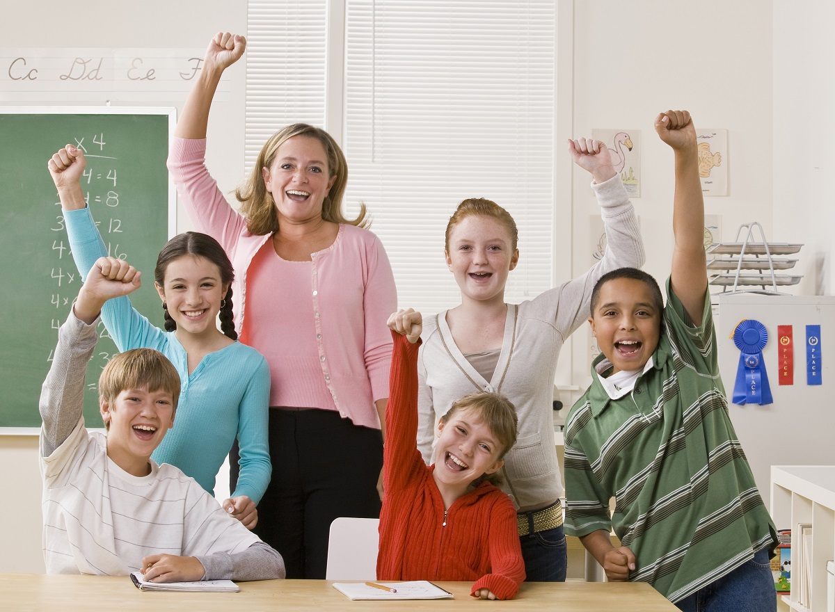 Generic picture of students and teacher cheering